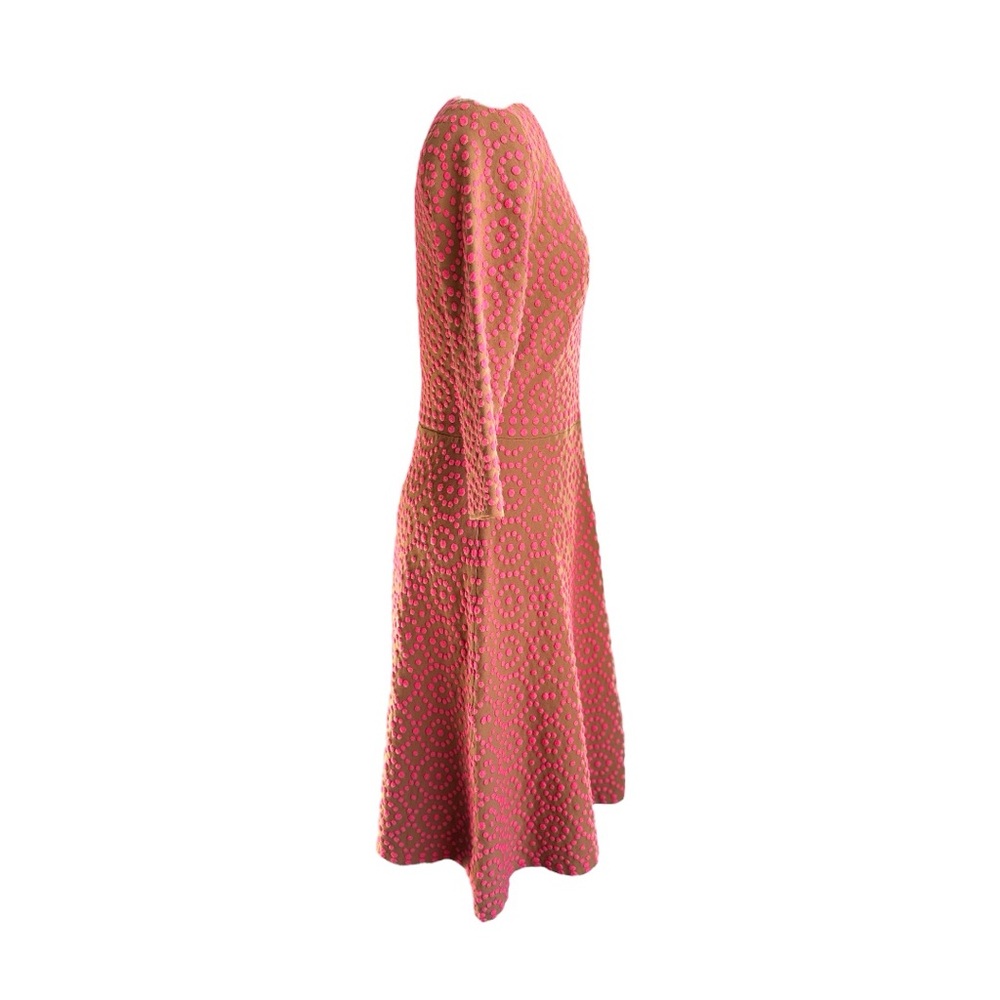 Boden Pink and Tan Midi Dress with 3/4 Sleeves and V-Neck - Picture 7 of 10